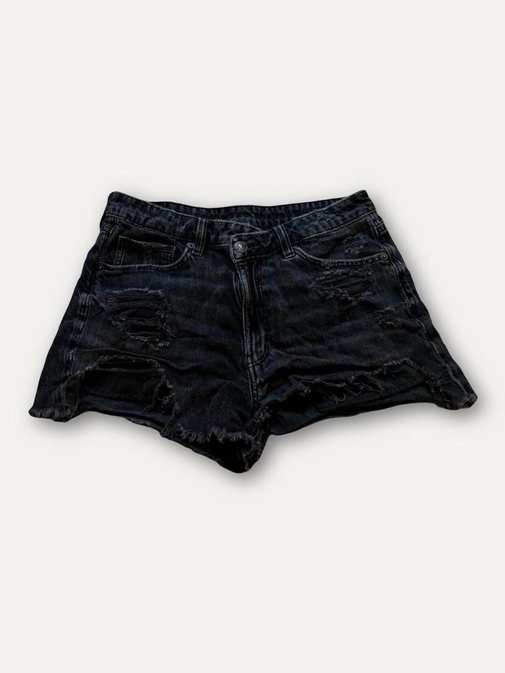 Black Distressed Denim Women's Shorts